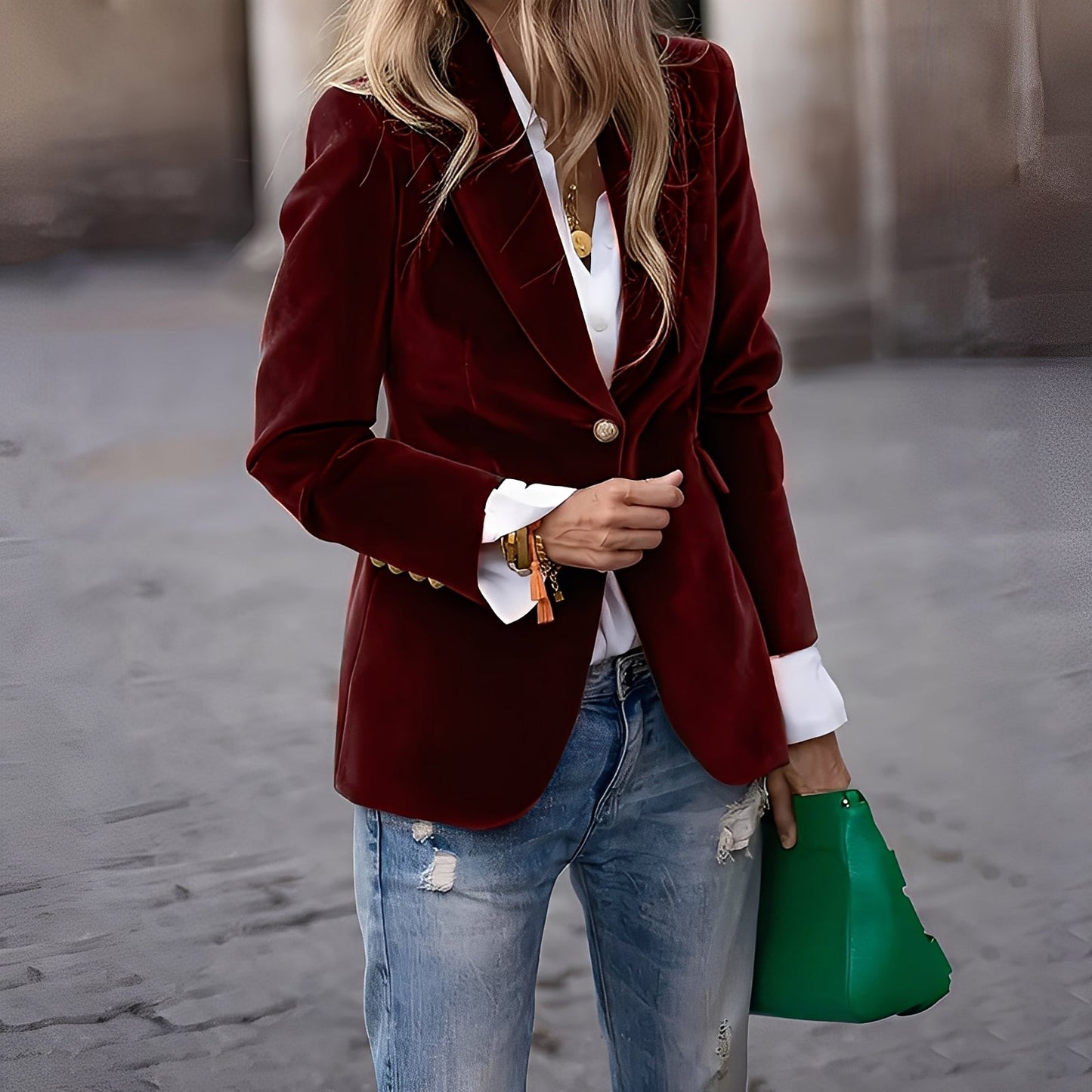 Alise - Chaqueta de terciopelo ajustada para mujeres, elegante