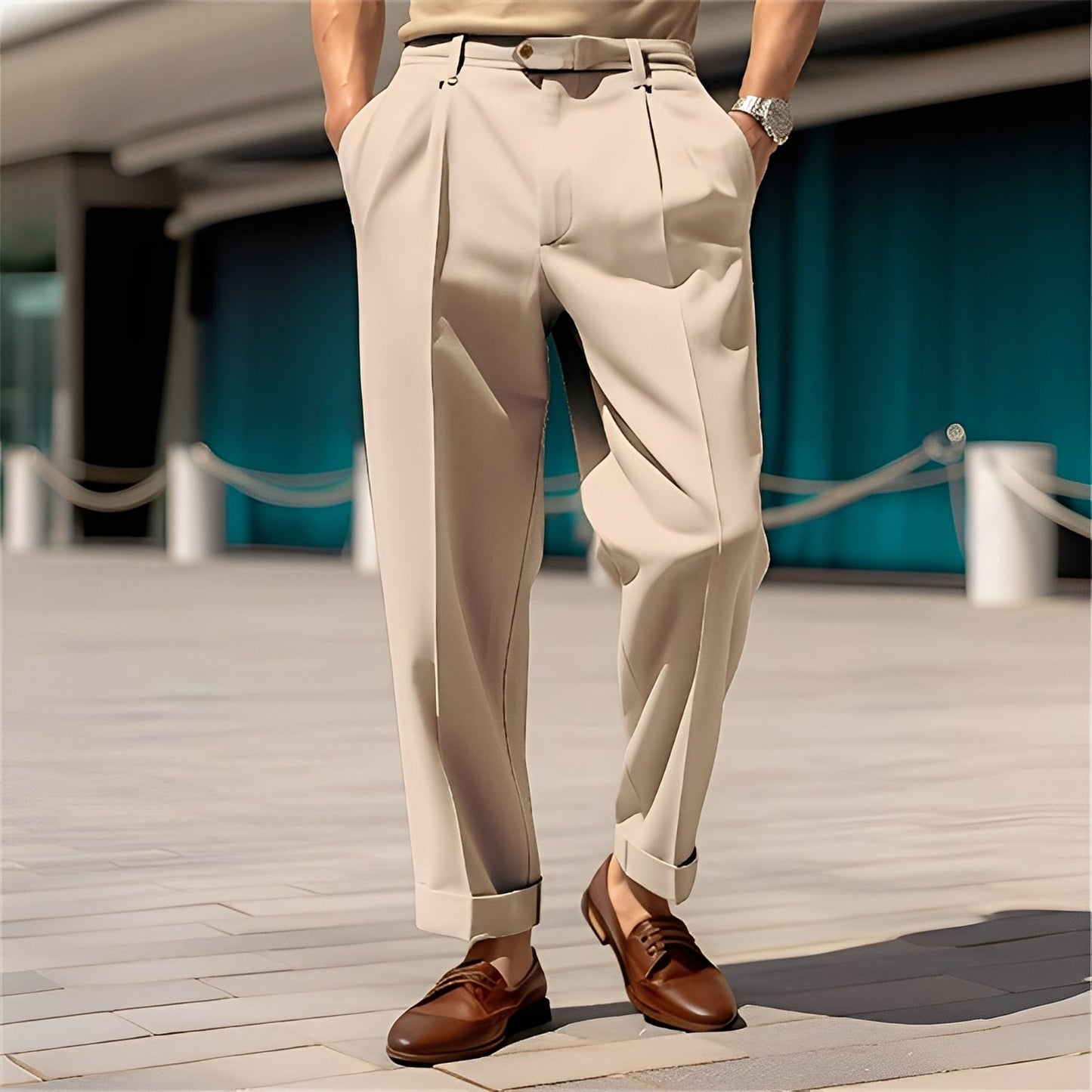 Beckham - Pantalón de traje recto clásico para caballeros