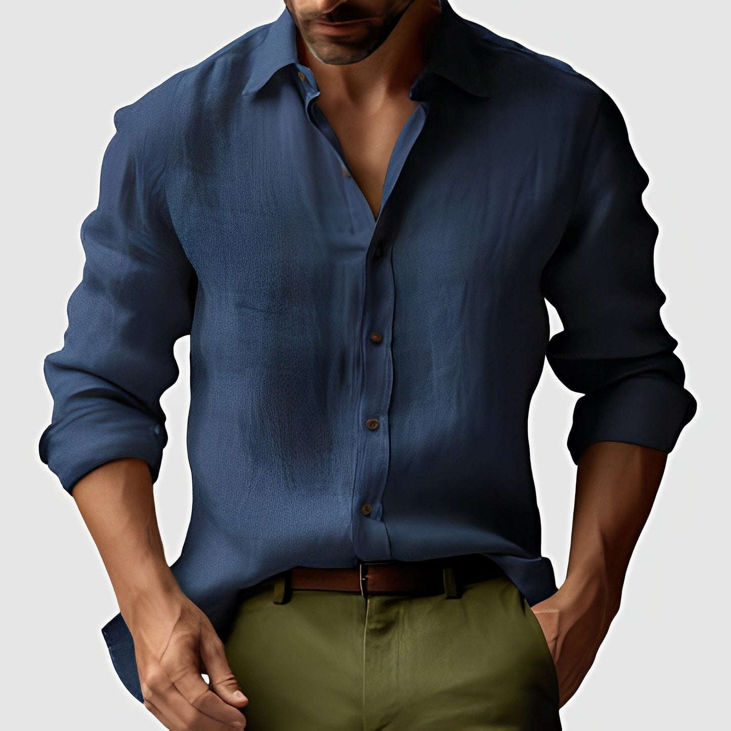 Emile - Camisa de lino sencilla y clásica para hombres