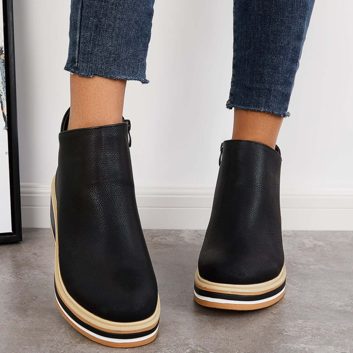 Rosanne - Botas de Cuero con Cremallera para Mujer, Elegantes