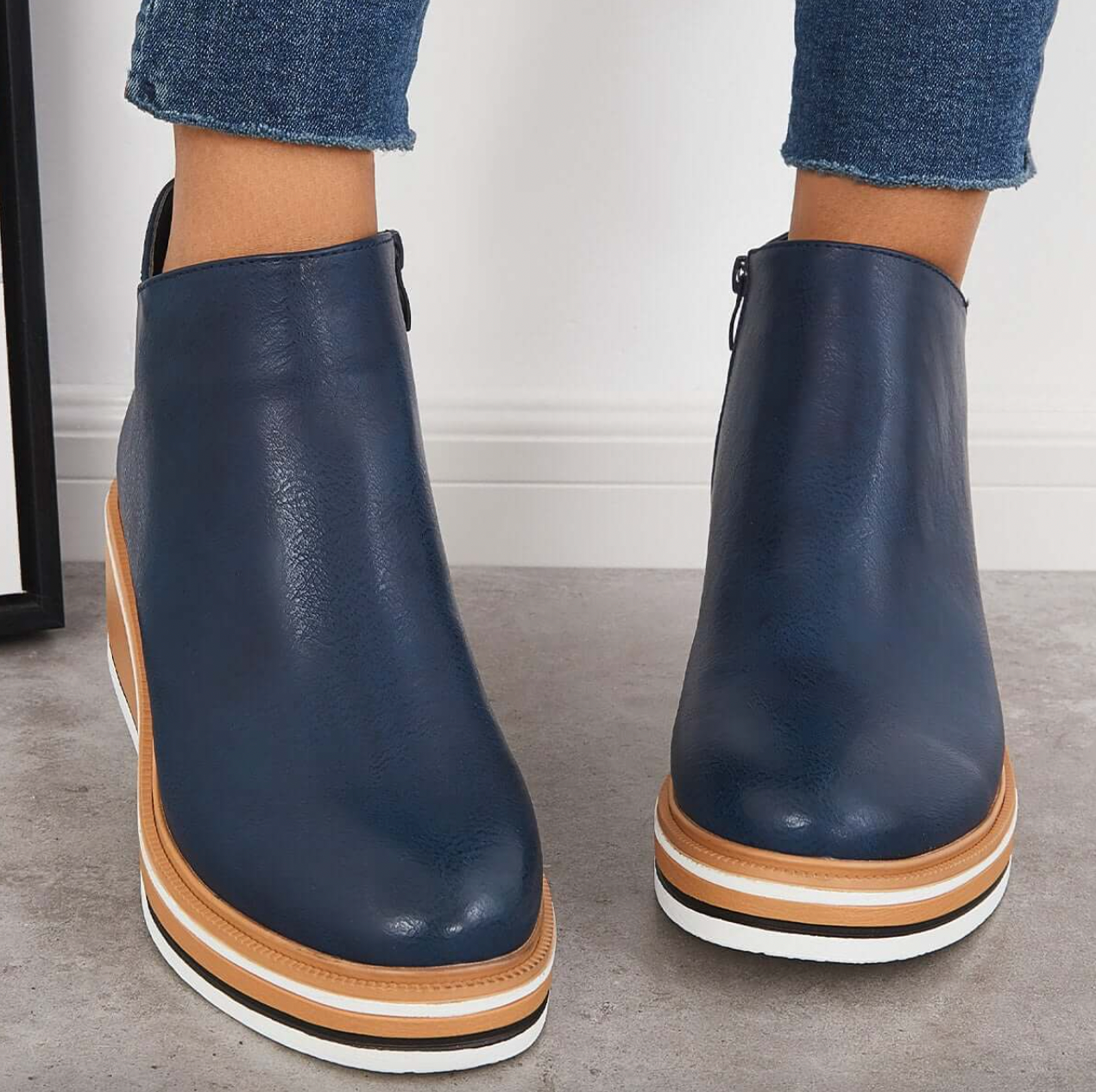 Rosanne - Botas de Cuero con Cremallera para Mujer, Elegantes