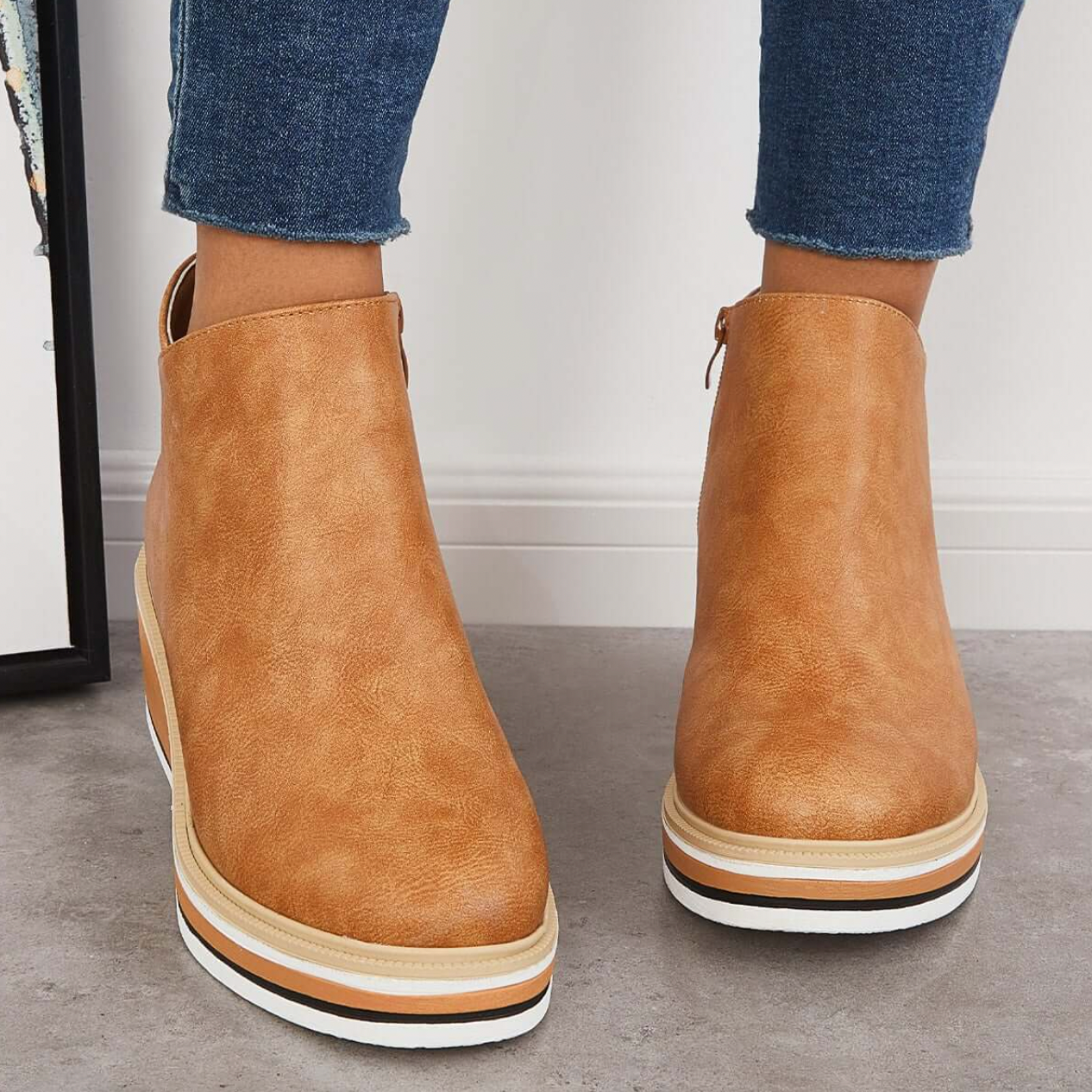 Rosanne - Botas de Cuero con Cremallera para Mujer, Elegantes