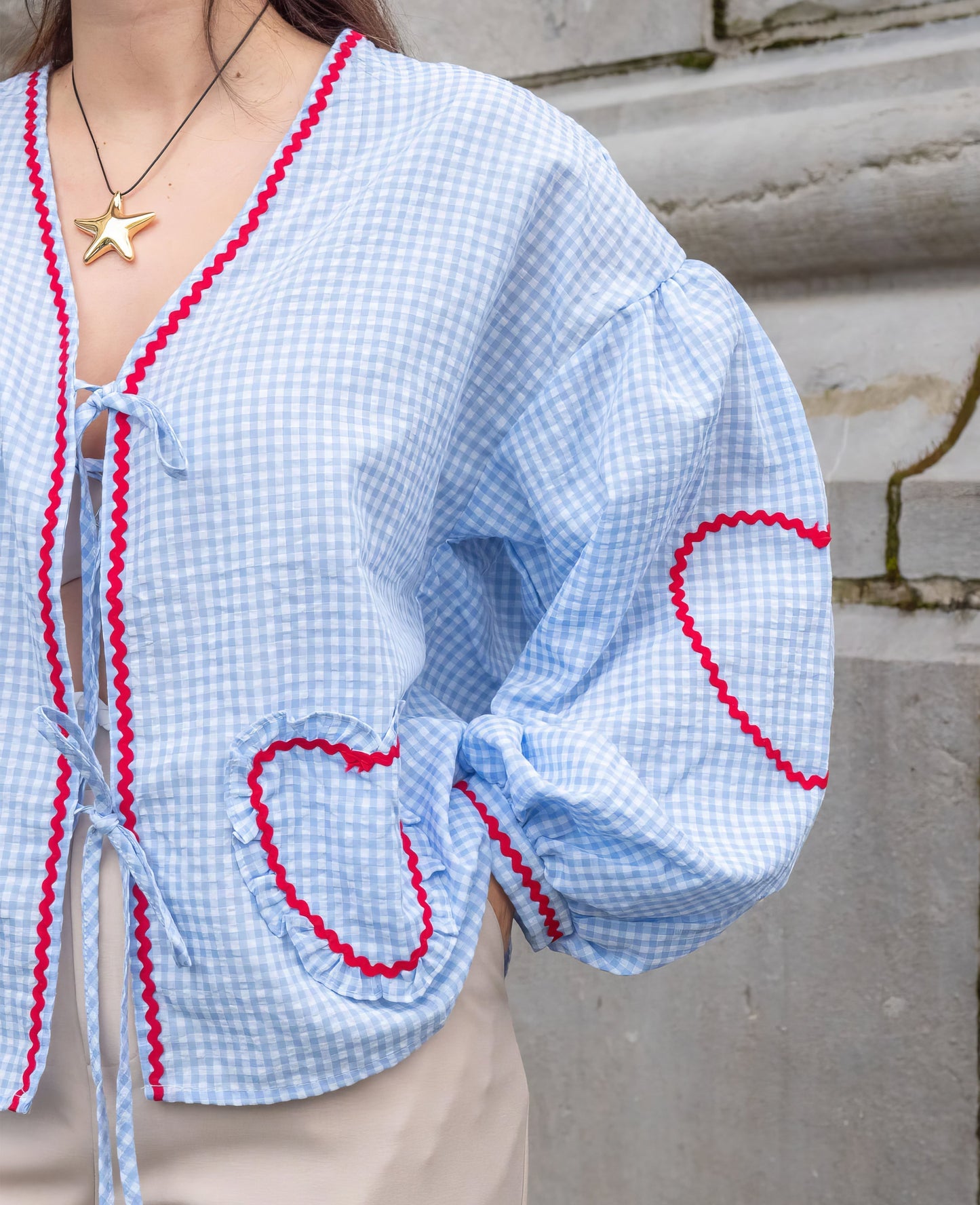 Claudia – Blusa Gingham con Lazo