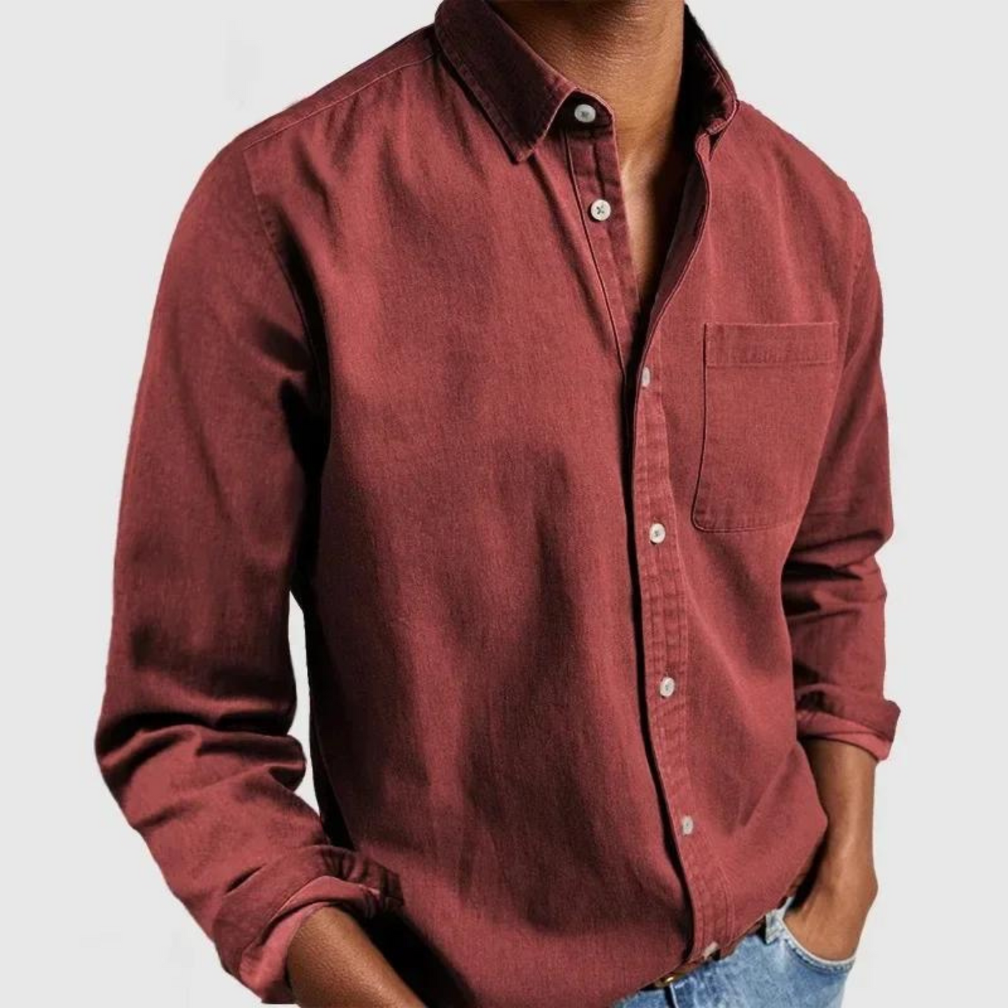 Blake - Camisa casual de manga larga con cuello de solapa para hombres