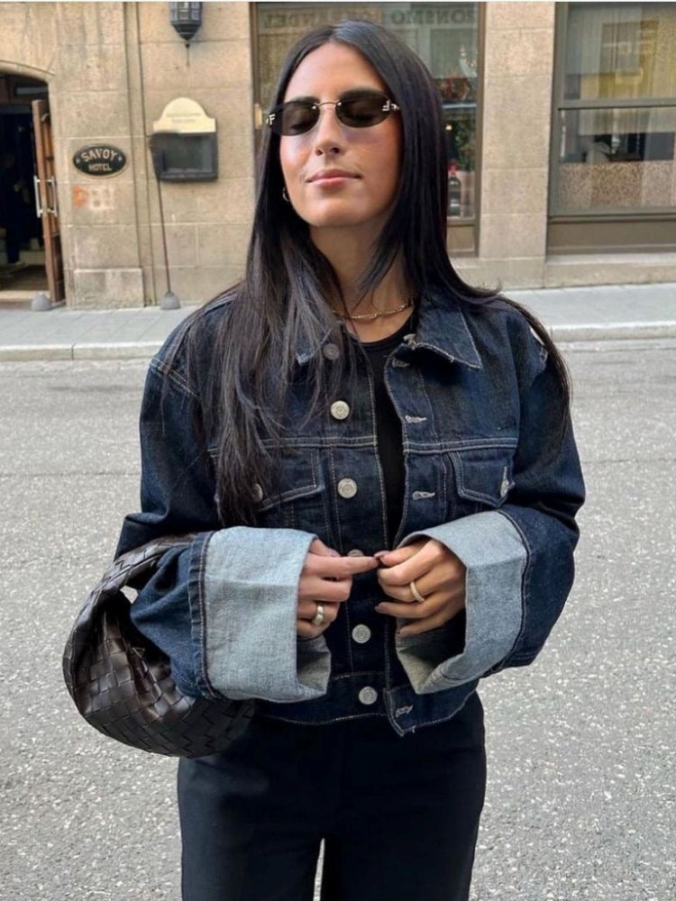 Clara – Conjunto Denim con Chaqueta Trucker & Jeans Talle Alto