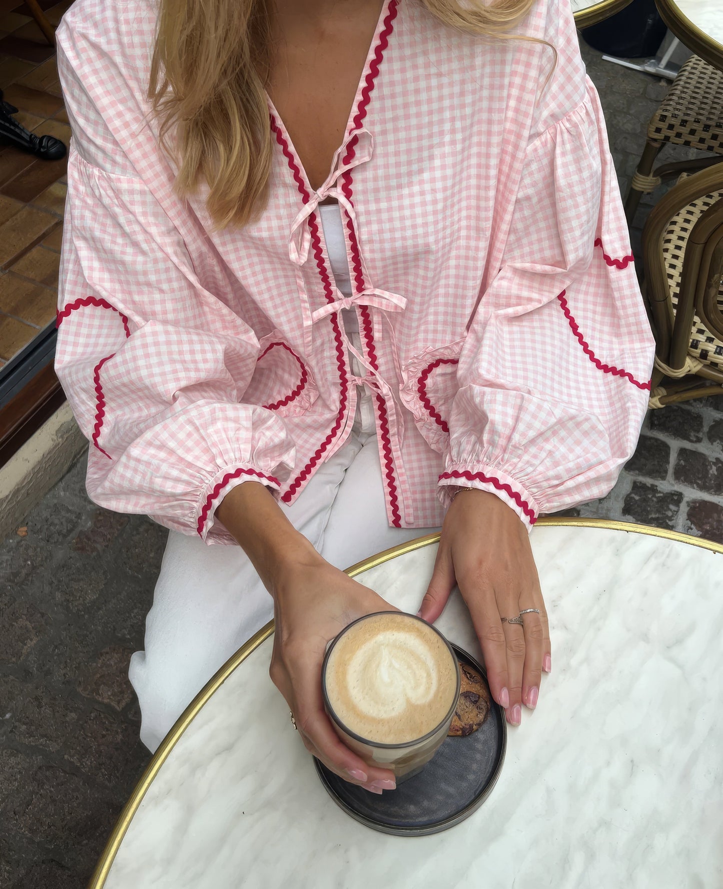 Claudia – Blusa Gingham con Lazo