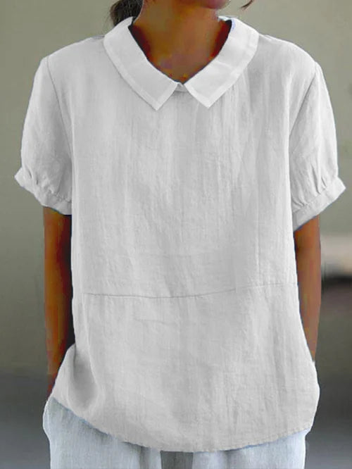 Lina – Blusa de lino con cuello bubi