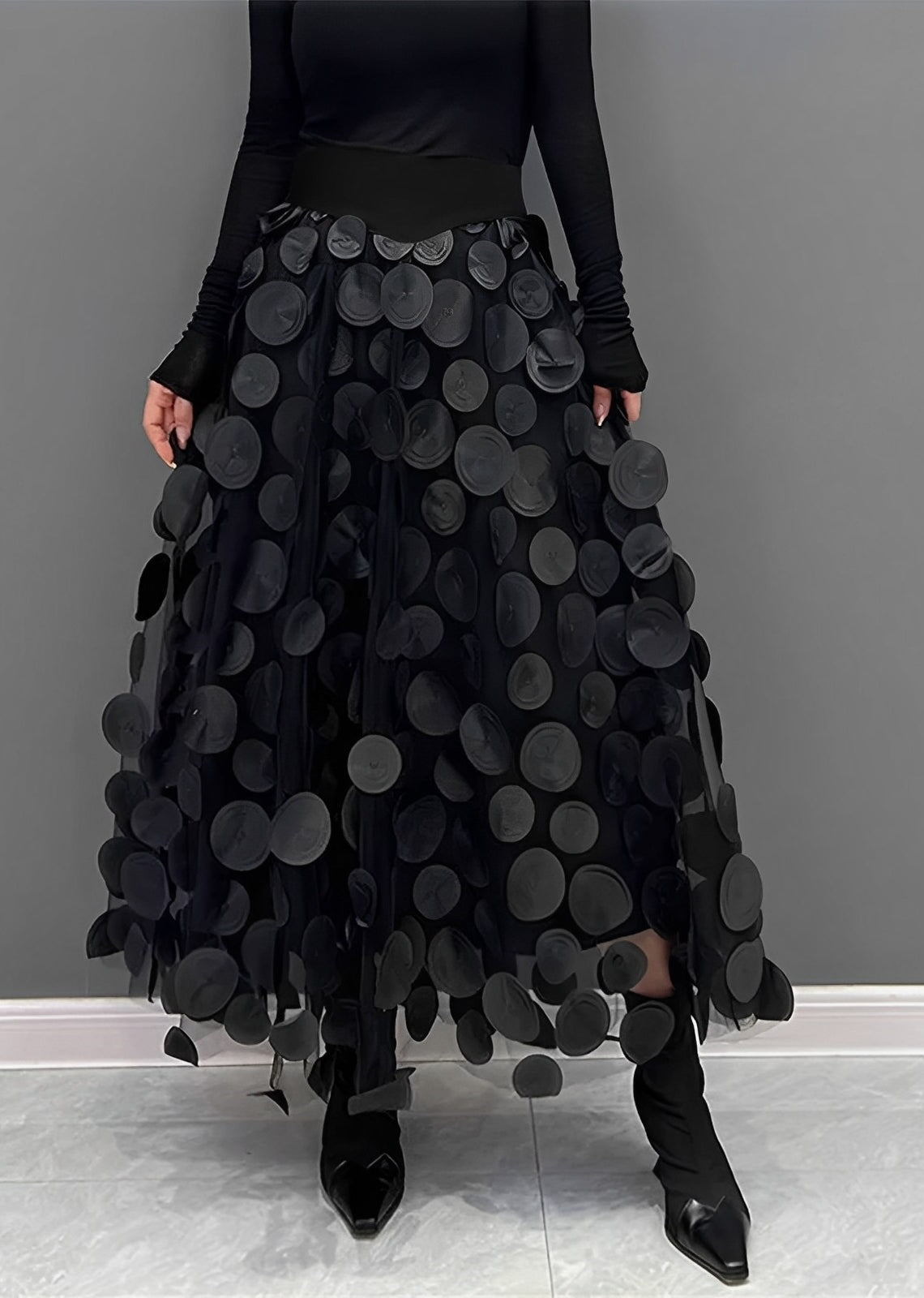 Peaches – Falda midi con puntos estilo retro