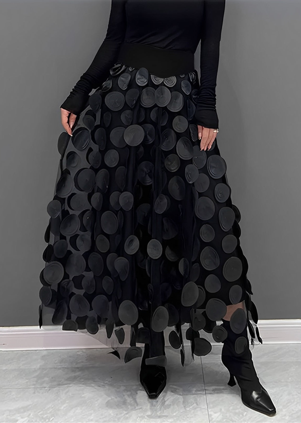Peaches – Falda midi con puntos estilo retro