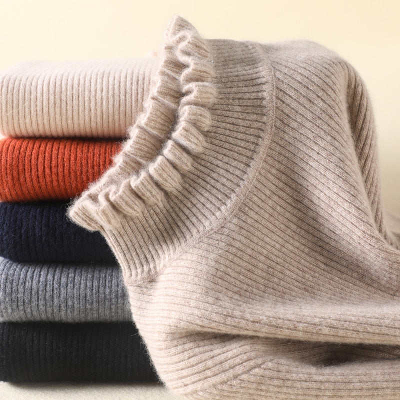 Alva – Suave Jersey de Cashmere de Cuello Alto