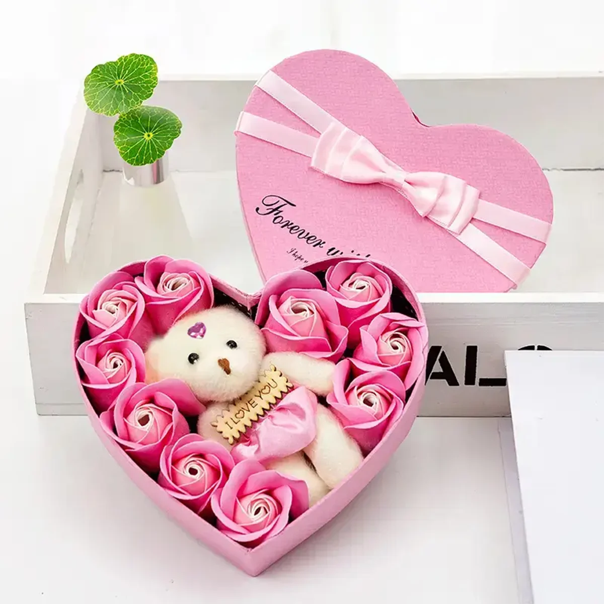 Forma de Corazón – Oso de Rosas Caja de Regalo San Valentín