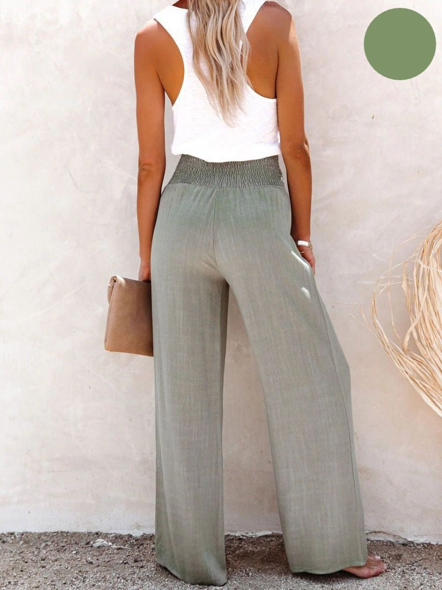 Sophia – Pantalones altos de Algodón & Lino