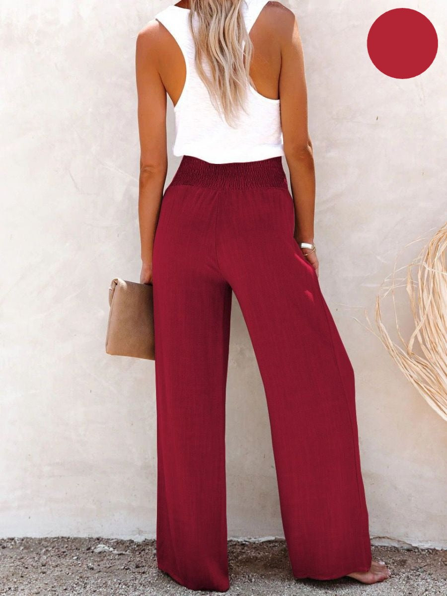 Sophia – Pantalones altos de Algodón & Lino