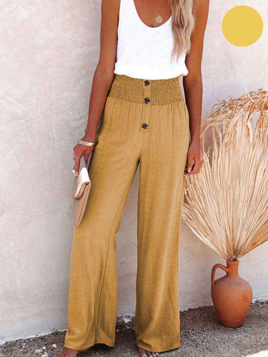 Sophia – Pantalones altos de Algodón & Lino