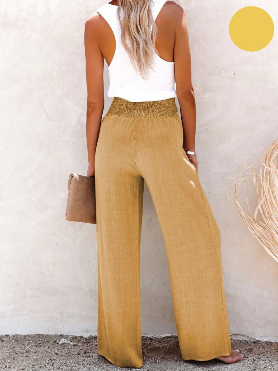 Sophia – Pantalones altos de Algodón & Lino
