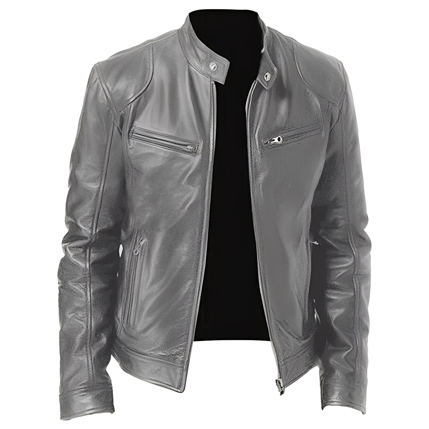 Jaron - Chaqueta casual de cuero sintético para hombres