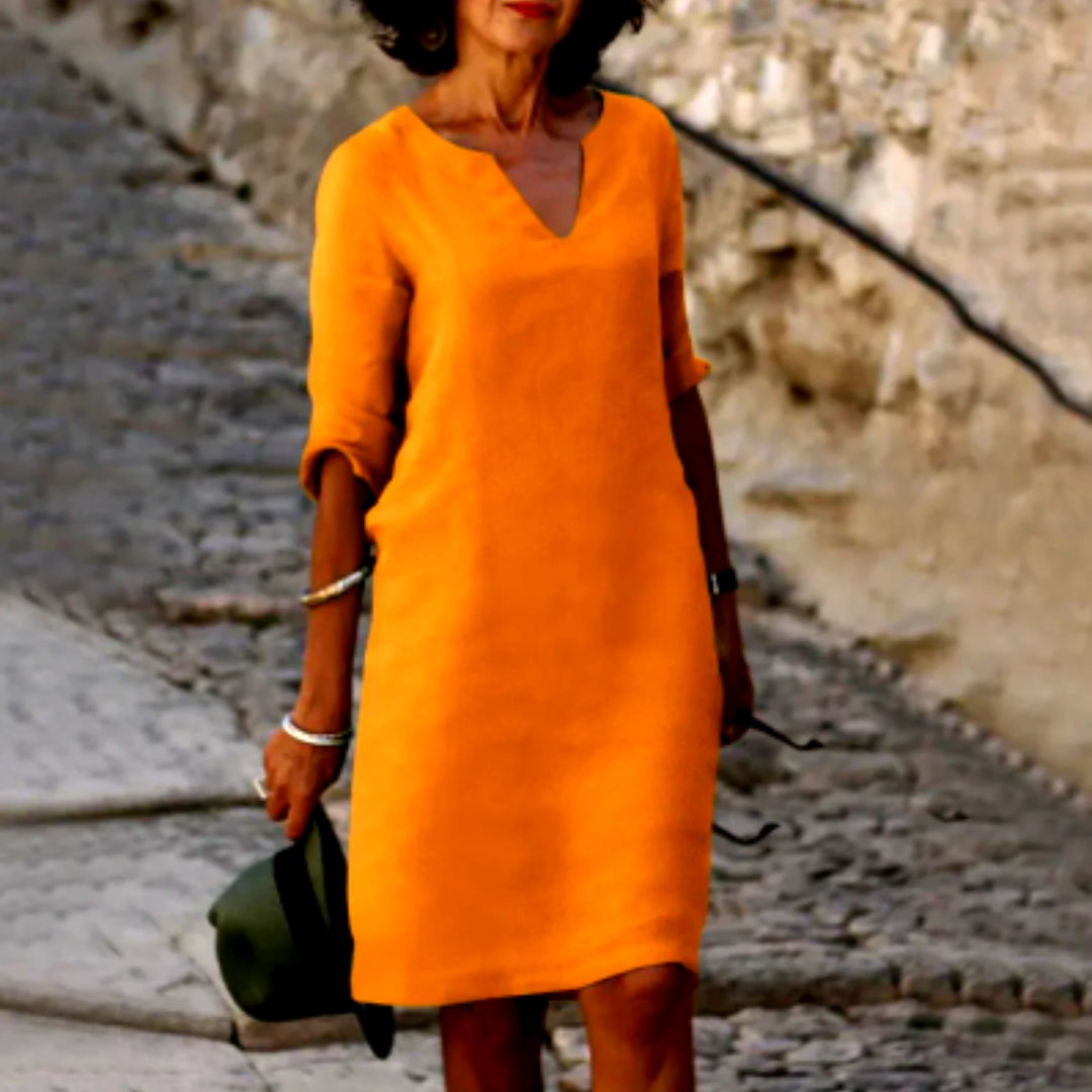 Lina – Vestido de mujer con escote en V y mangas 3/4