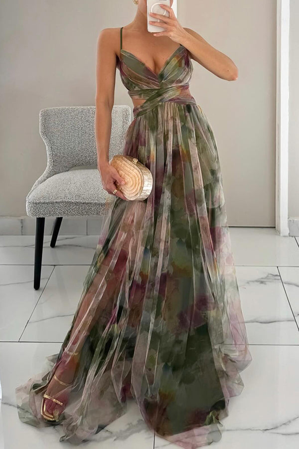 Alina – Vestido largo con escote en V para invitados de boda