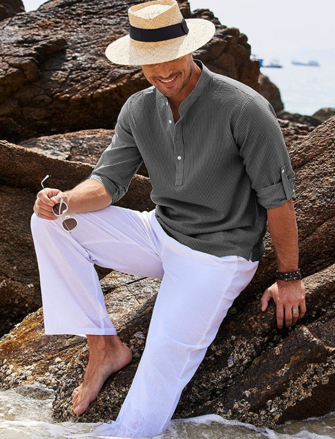 Cormac – Camisa de lino de manga larga para hombres
