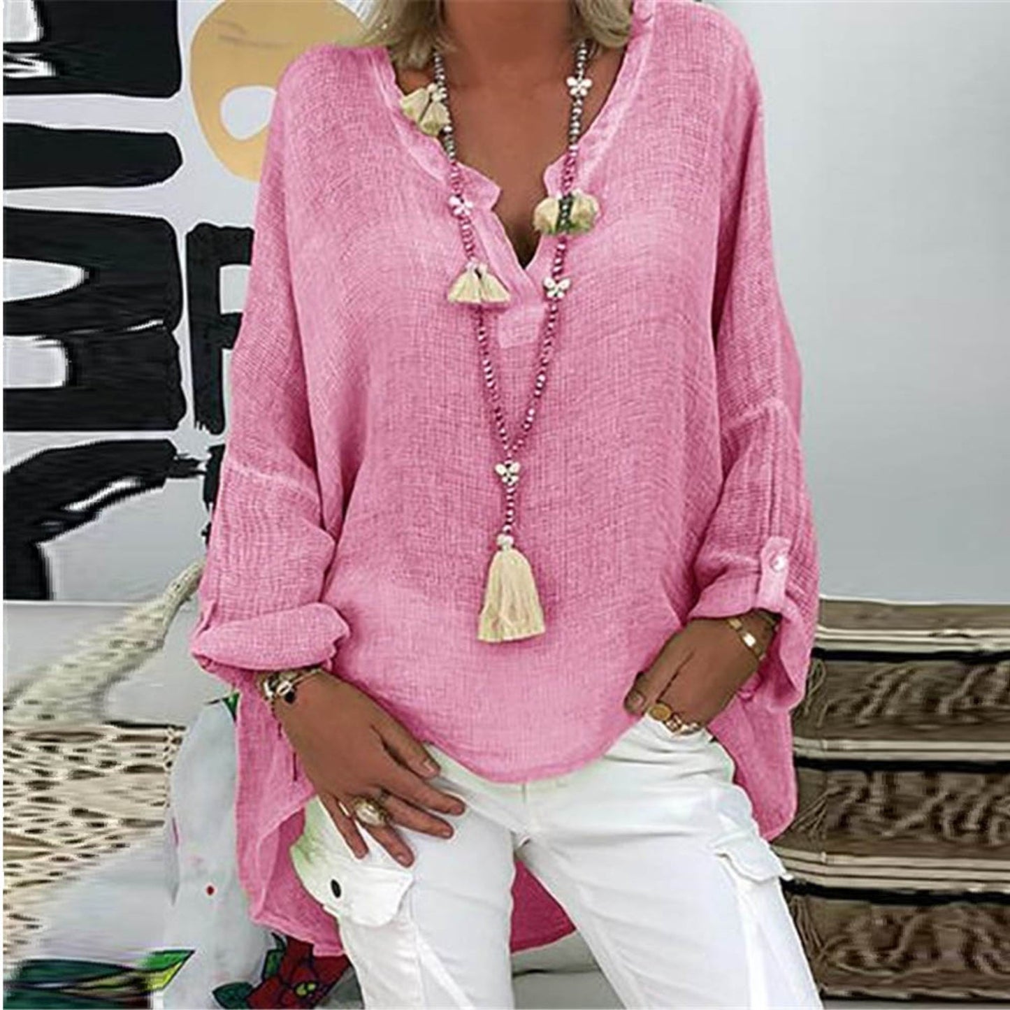 Mia – Blusa de Lino Formal