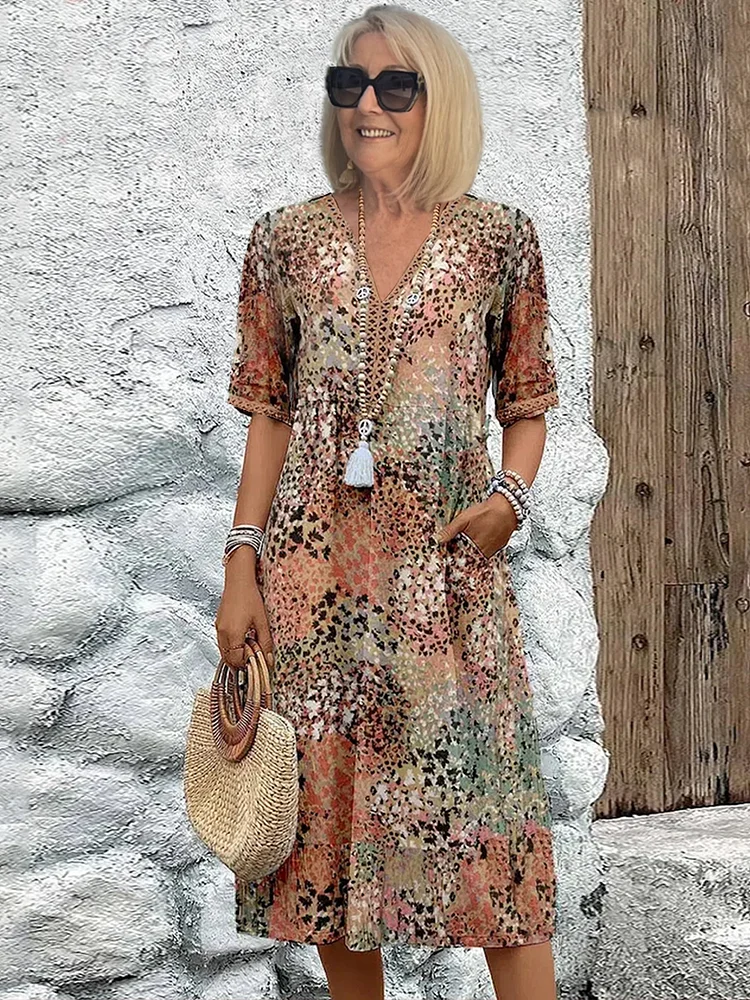 Melina – Cómodo Vestido Midi con Escote en V