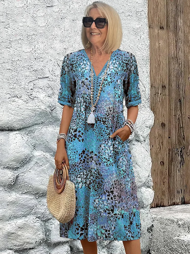 Melina – Cómodo Vestido Midi con Escote en V