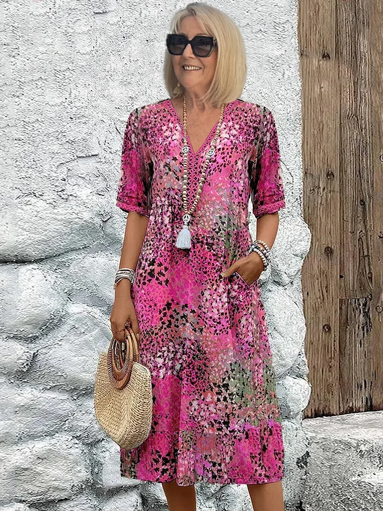 Melina – Cómodo Vestido Midi con Escote en V