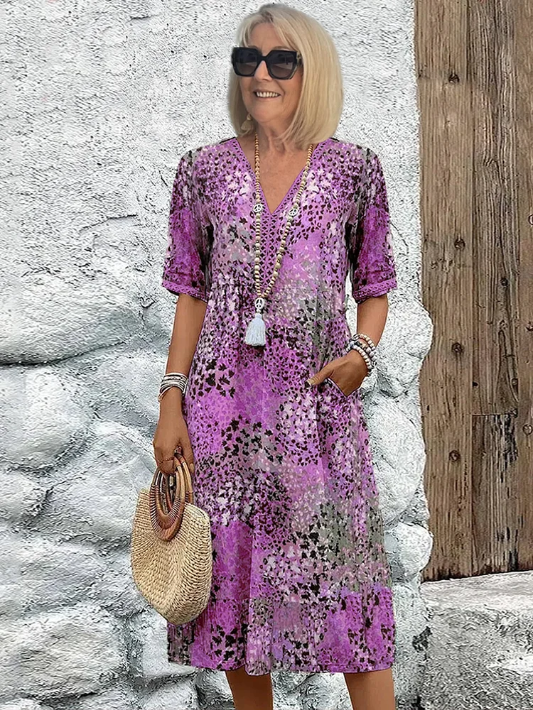 Melina – Cómodo Vestido Midi con Escote en V