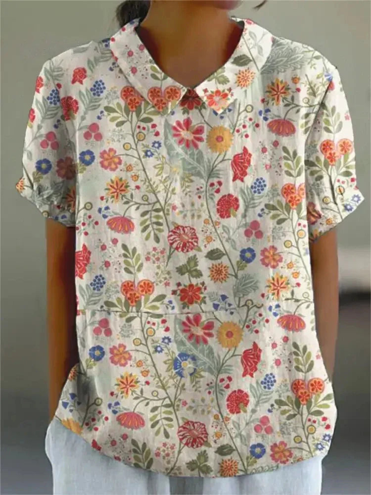 Helena – Blusa Vintage de Flores para Mujer