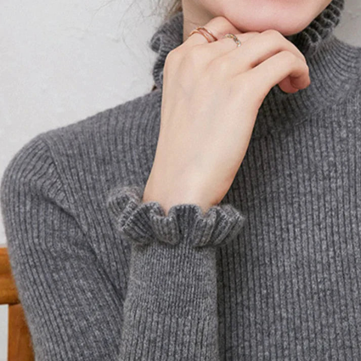 Alva – Suave Jersey de Cashmere de Cuello Alto