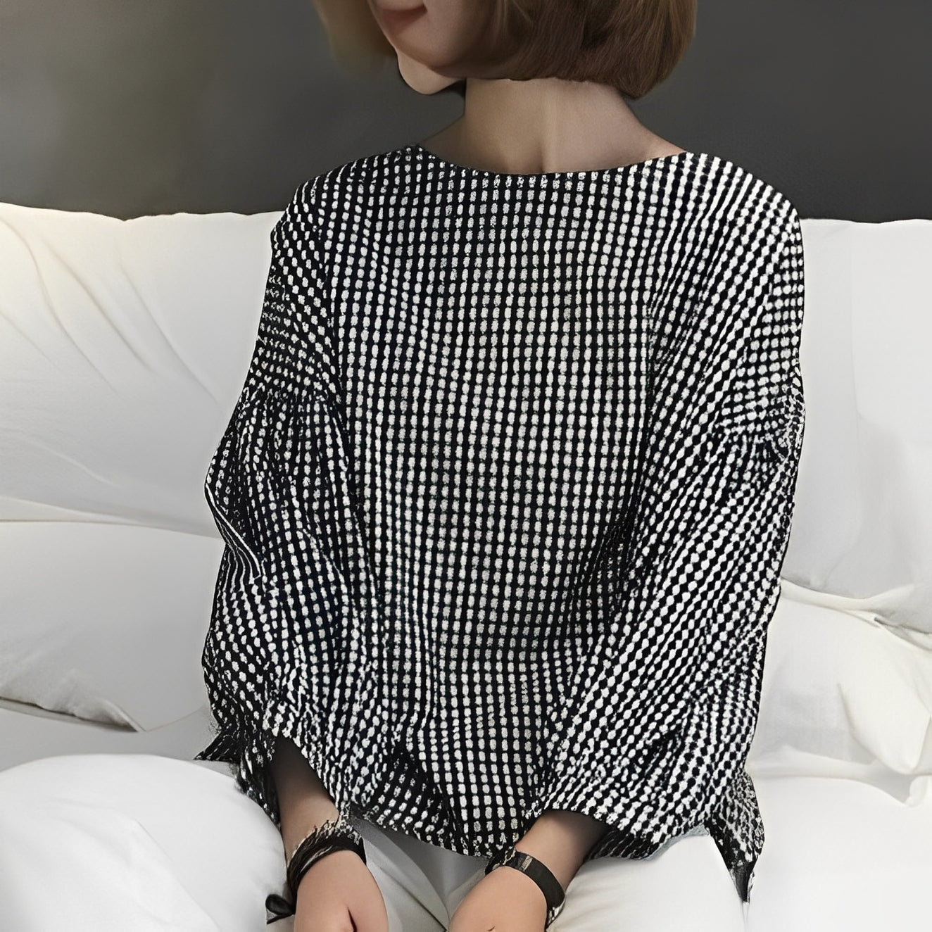 Tahlia - Blusa casual de cuadros con diseño asimétrico para mujeres