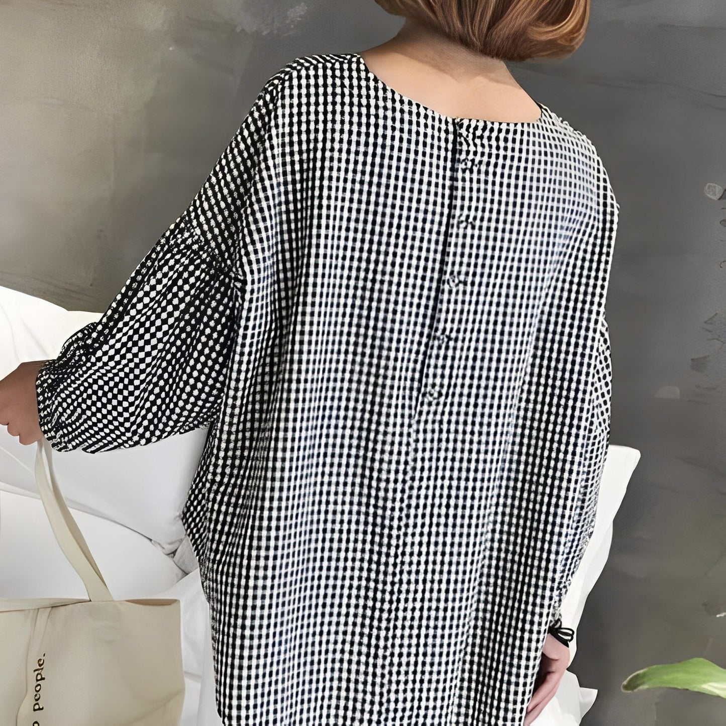 Tahlia - Blusa casual de cuadros con diseño asimétrico para mujeres