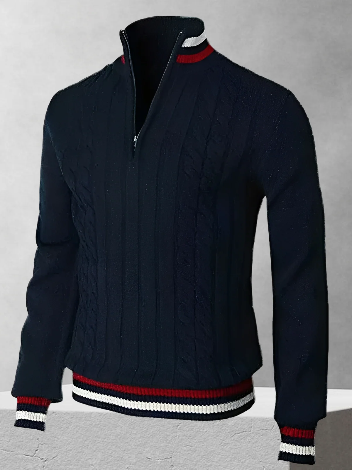 RALPH POLO – Suéter de punto con cremallera en estilo italiano