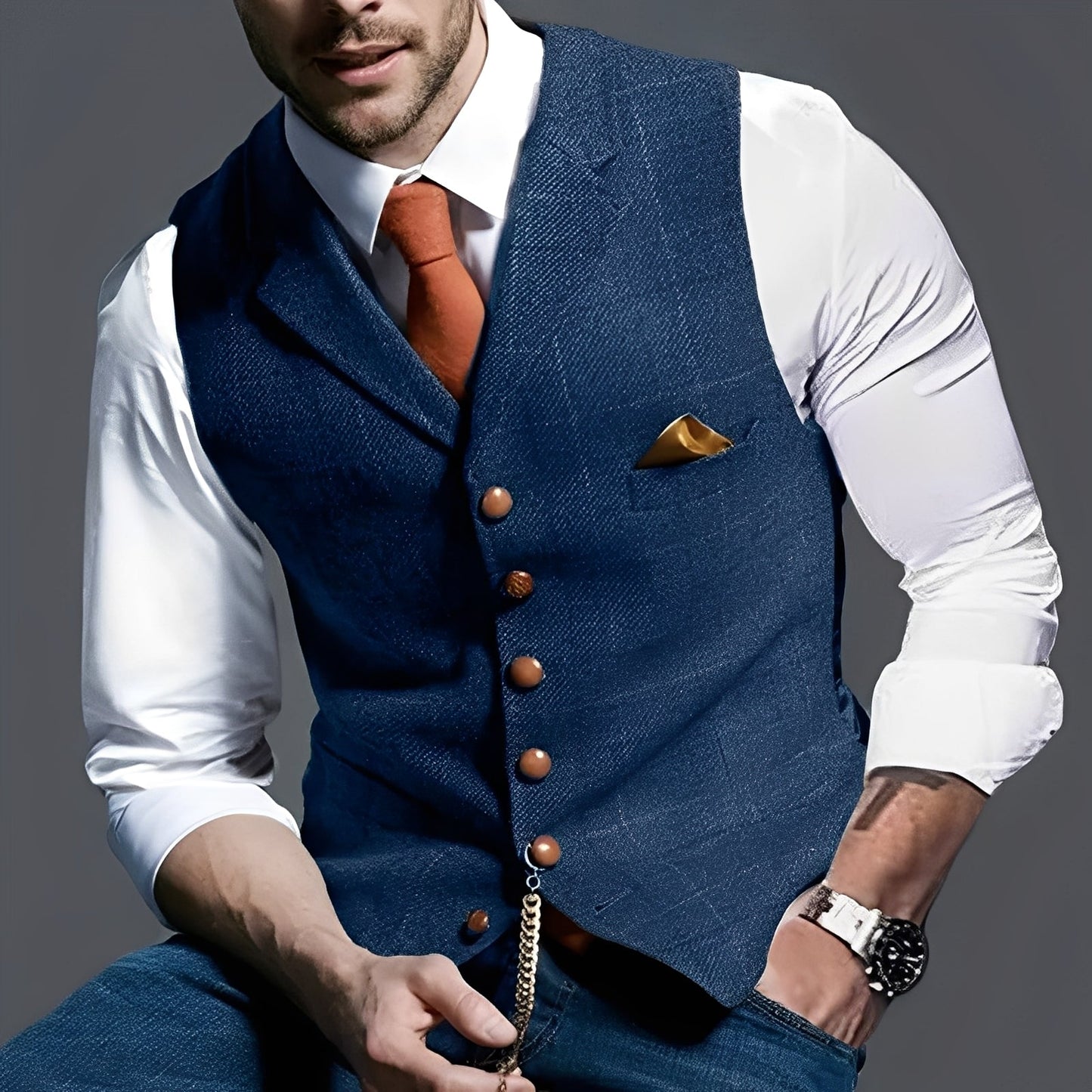 Arnold - Chaleco ajustado y elegante con diseño a cuadros para hombres