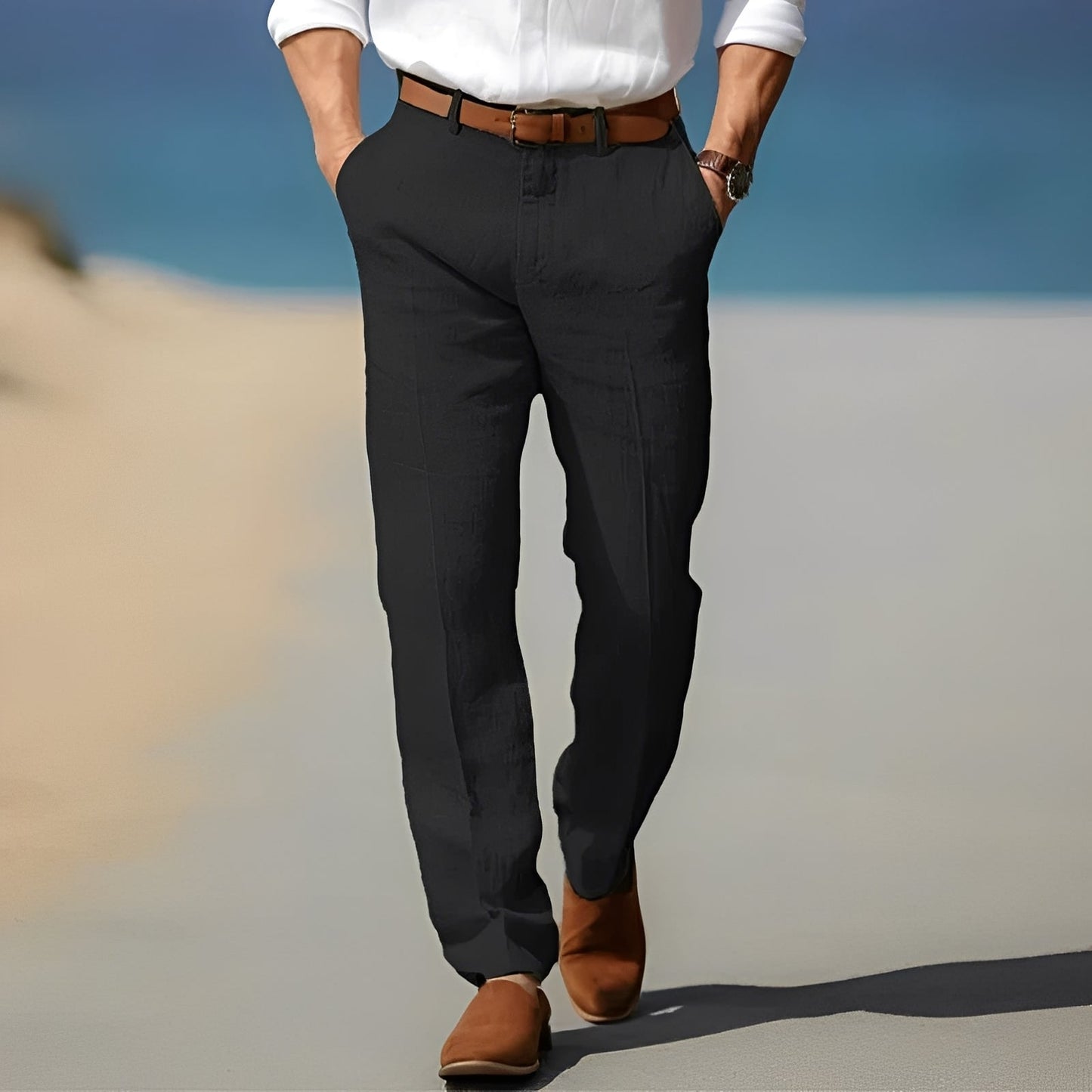 Trent - Pantalón de lino para hombres, casual y elegante
