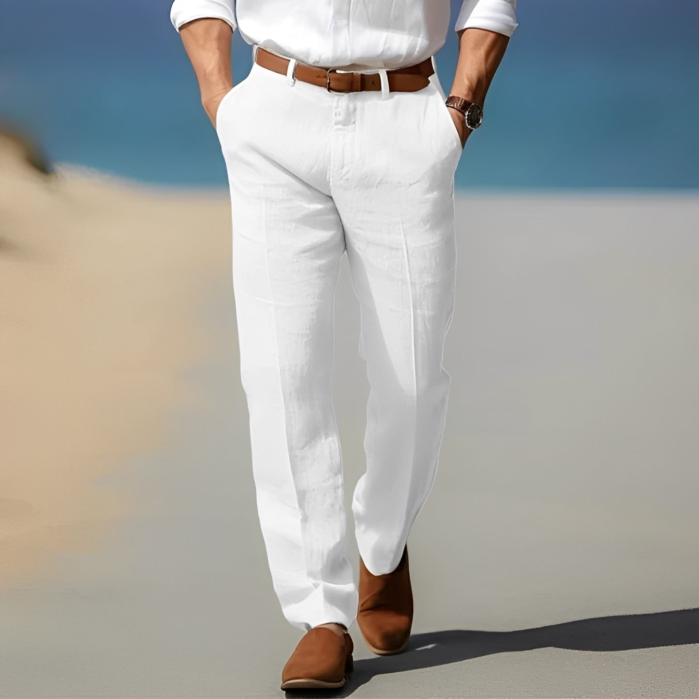 Trent - Pantalón de lino para hombres, casual y elegante