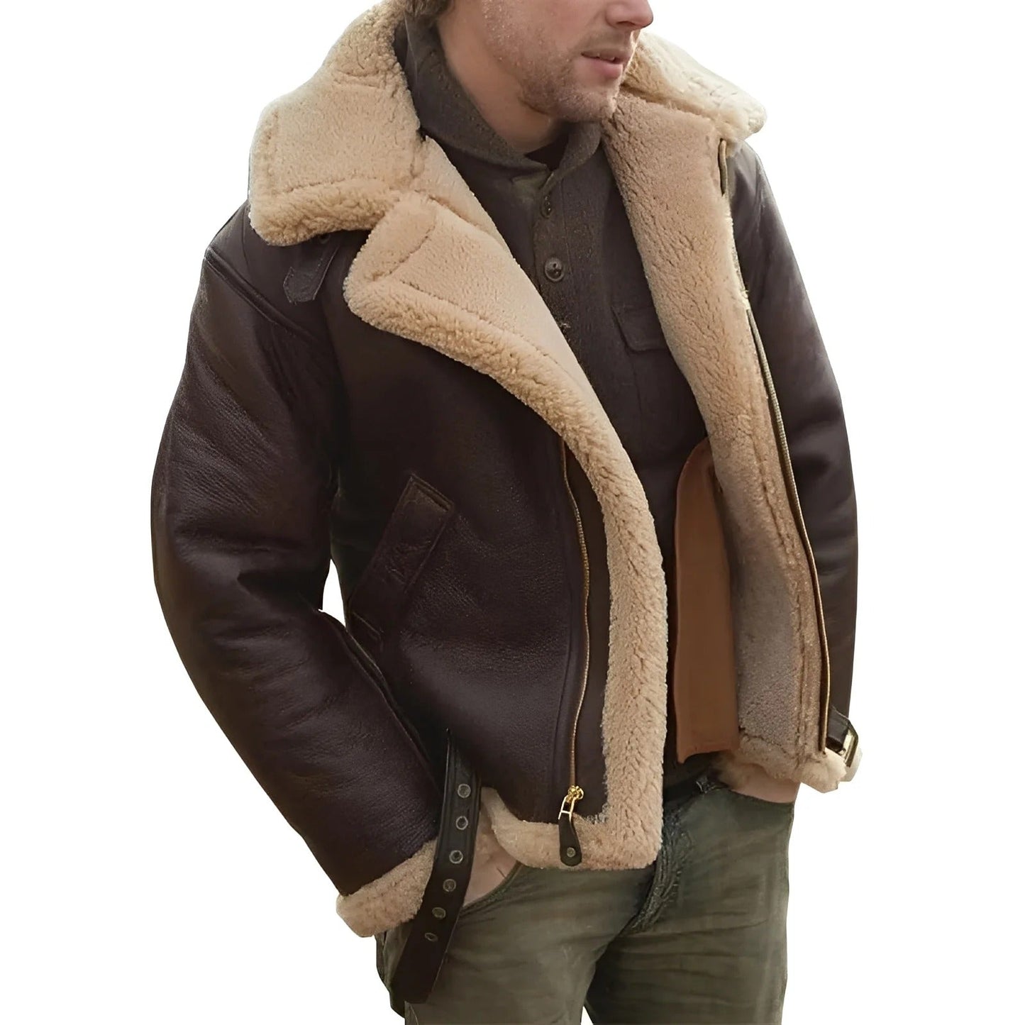Brendon - Chaqueta de cuero fuerte y gruesa para hombres
