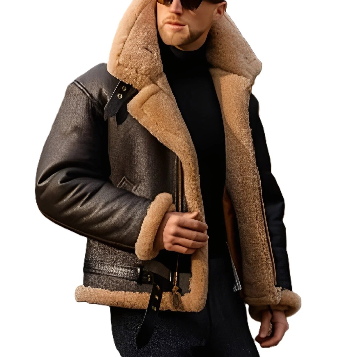 Brendon - Chaqueta de cuero fuerte y gruesa para hombres