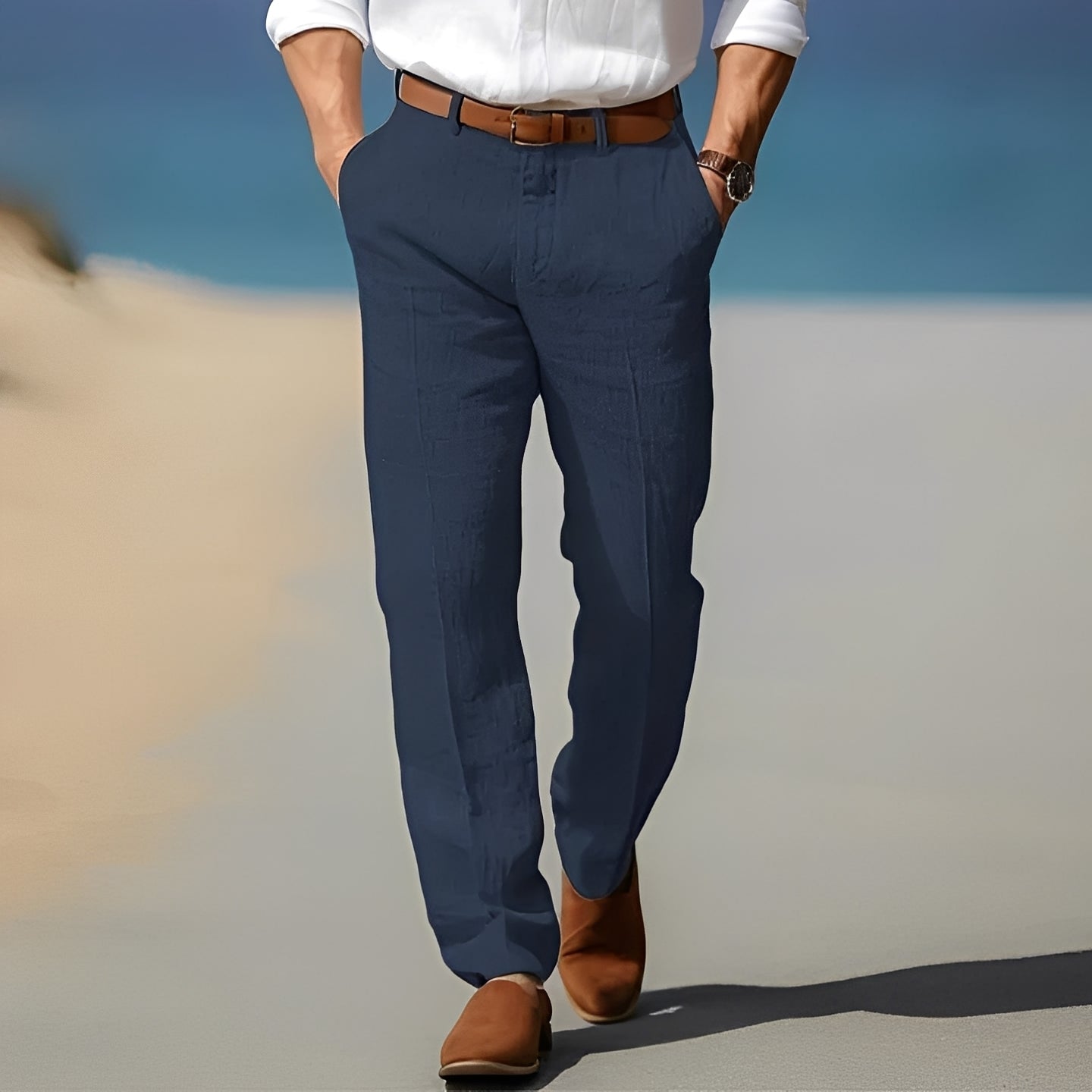 Trent - Pantalón de lino para hombres, casual y elegante