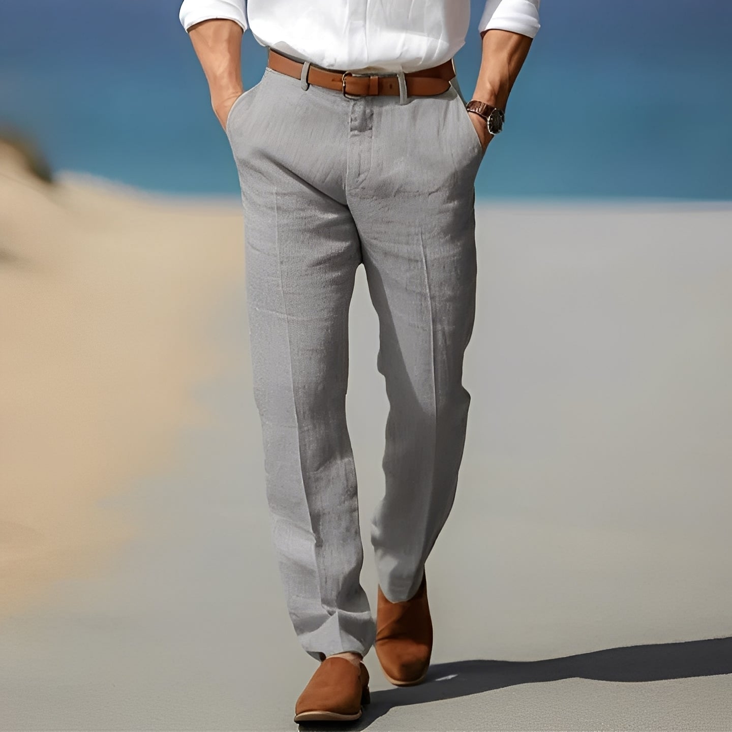 Trent - Pantalón de lino para hombres, casual y elegante