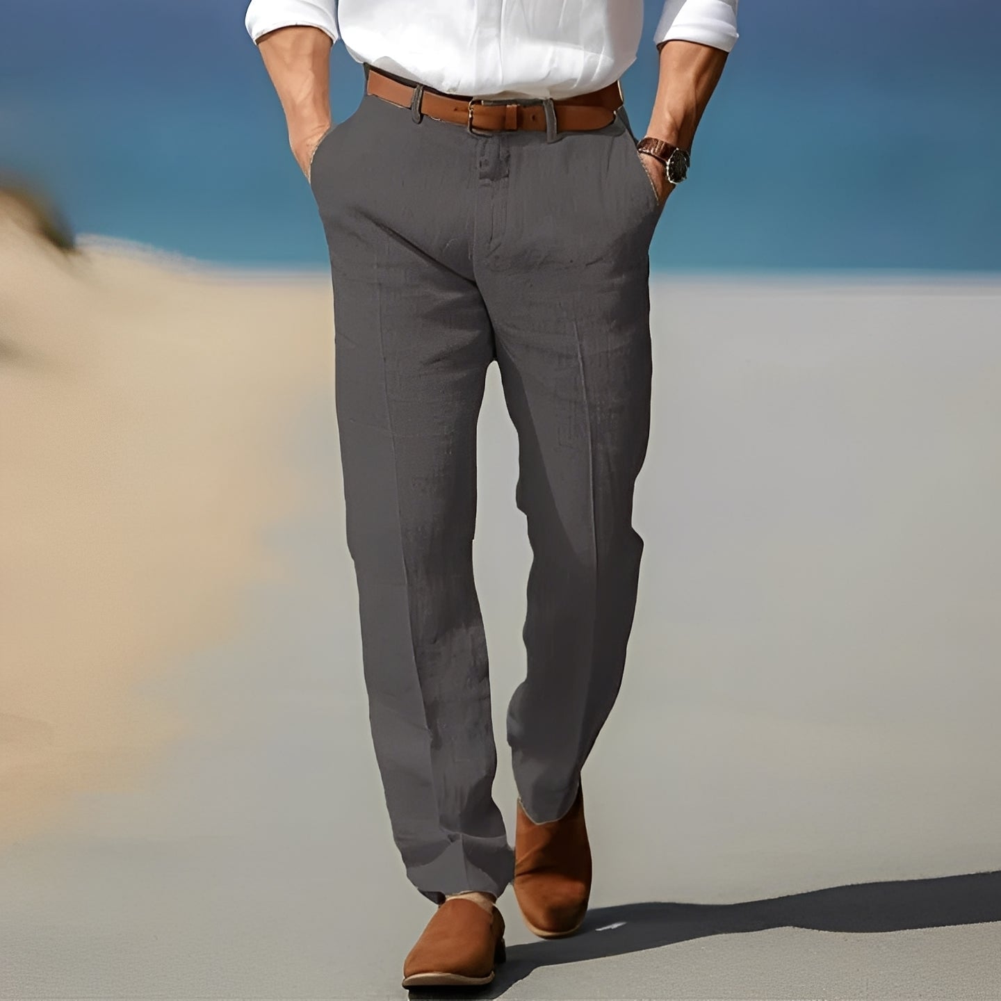 Trent - Pantalón de lino para hombres, casual y elegante