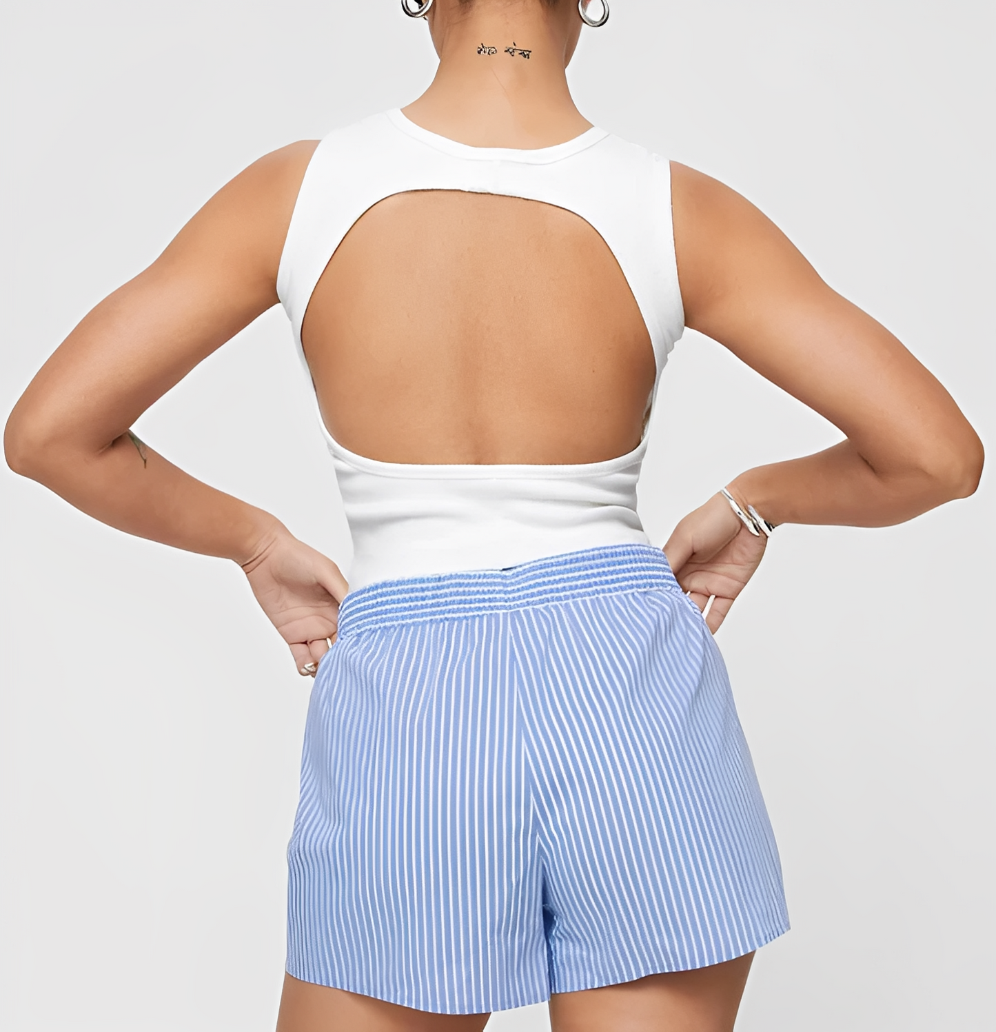 Naya – Shorts Mujer a Rayas con Cintura Elástica