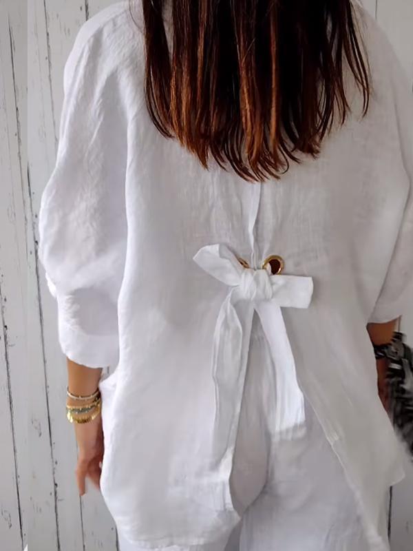 Reena – Camiseta casual de algodón-lino