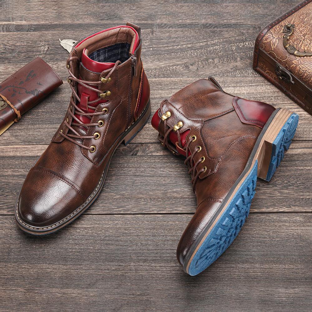 Louis - Botas de cuero clásicas con cremallera para hombres