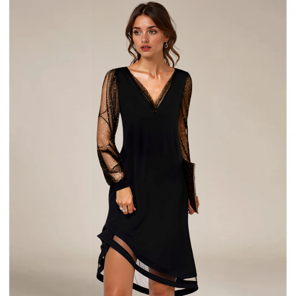 Matilda – Vestido de noche con mangas transparentes