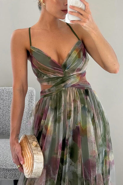 Alina – Vestido largo con escote en V para invitados de boda