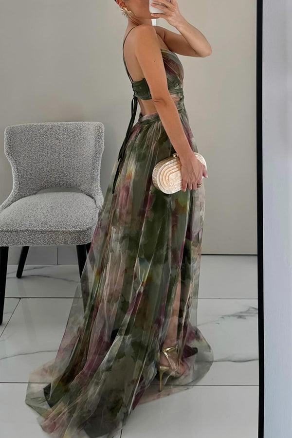 Alina – Vestido largo con escote en V para invitados de boda