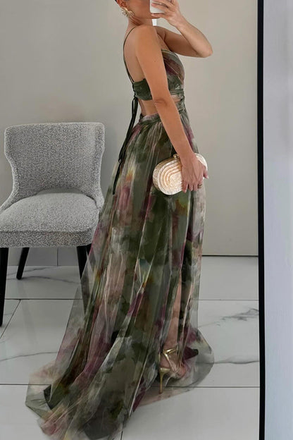 Alina – Vestido largo con escote en V para invitados de boda