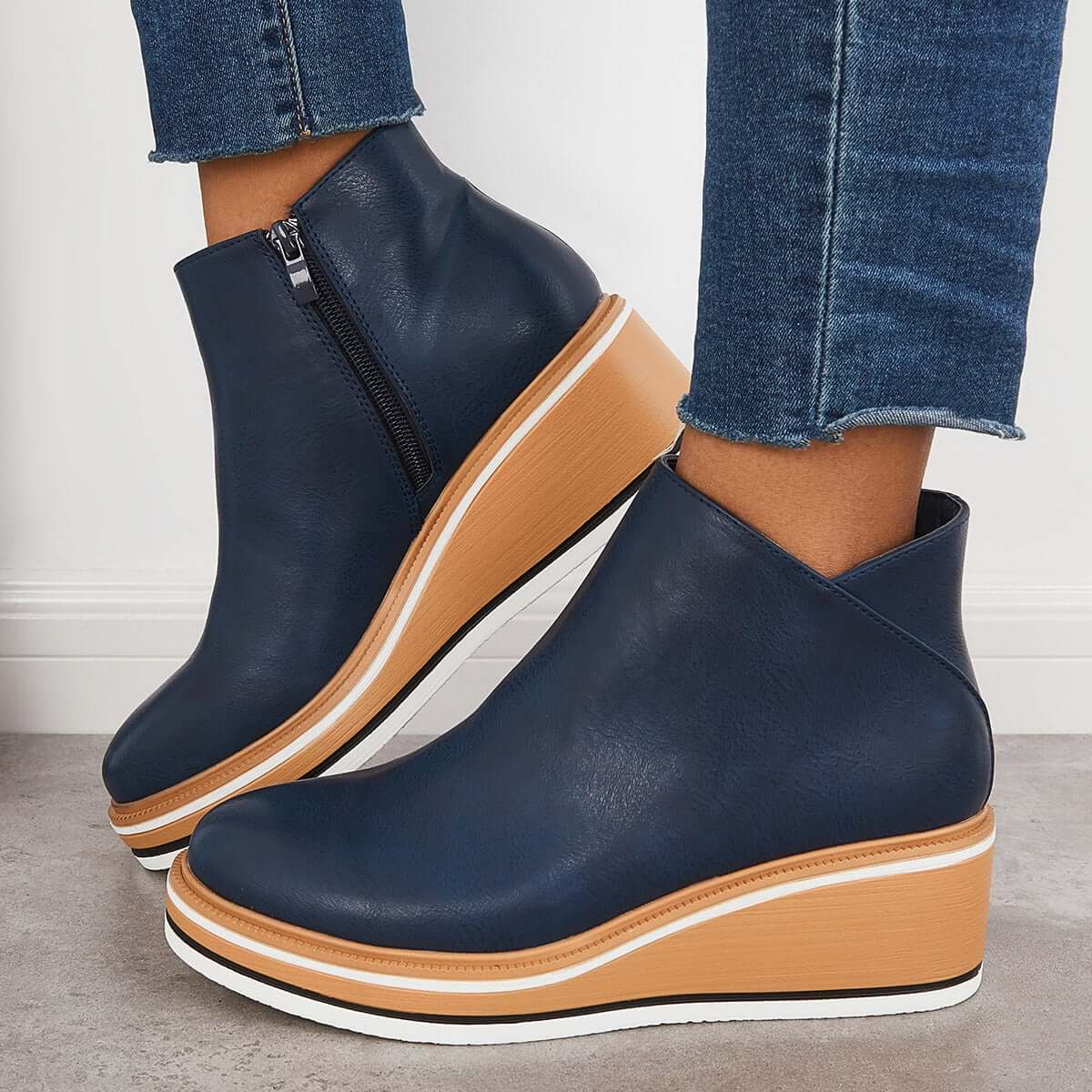 Nikkole - Botas de cuero casuales para mujer