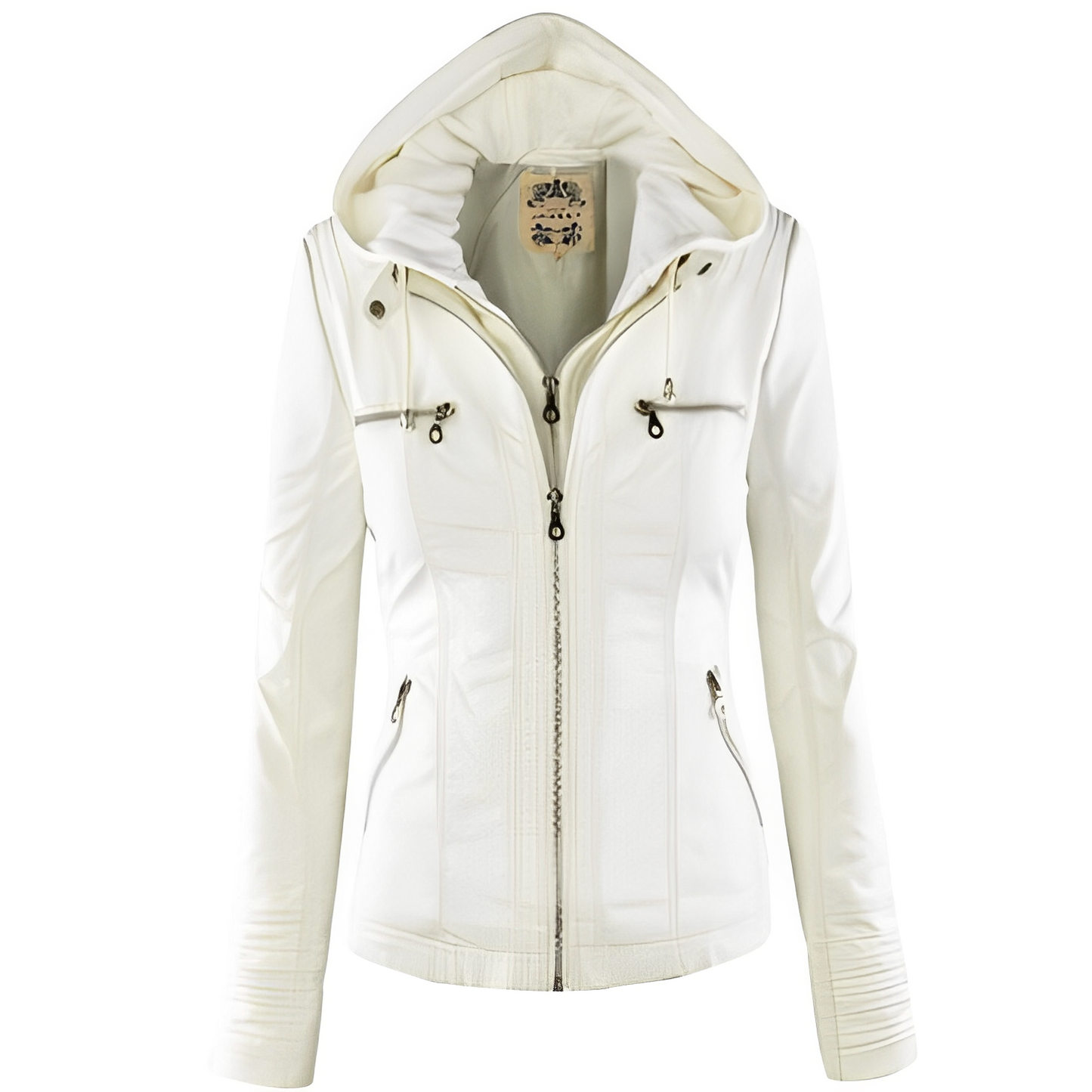 Janene - Chaqueta de cuero casual y a prueba de agua con capucha para mujeres